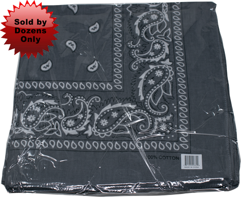 Bandana - 12 Pack Dark Grey Bandanas