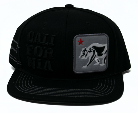 Snapback Cap California Silver Square Bear Patch, Black