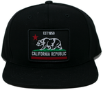 Snapback Cap Est. 1850 California Republic Patch, Black