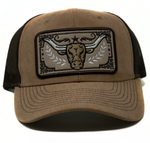 Baseball Cap Western Patch Bull, Khaki