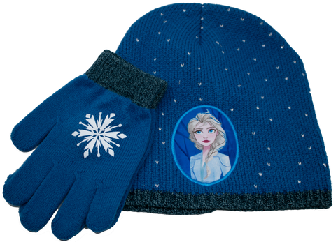 Beanie w/Pom - Frozen II Elsa Patch w/Gloves, Blue