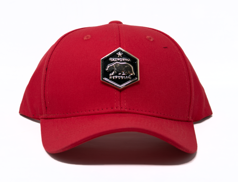 Baseball Cap California Republic Bear Gold Plate(adjustable), Red