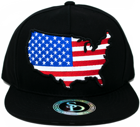 Snapback Cap Flag USA, Black