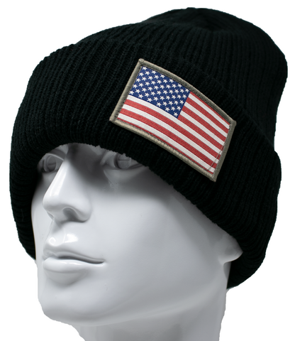 Beanie - USA Patch Black