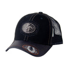 Mesh Metal Rider Logo Baseball Cap, Black Leather