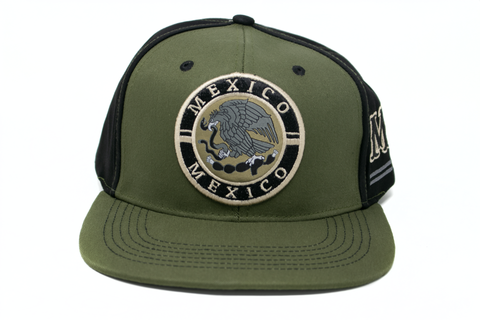 Snapback Cap - Mexican Coat of Arms Patch, Olive