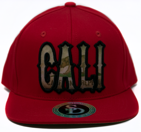 Snapback Cap - Cali California Republic Flag, Red