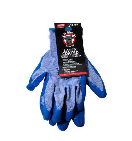 El Toro Gloves - Latex Coated Blue Grip XL