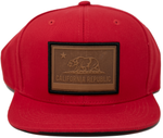 Snapback Cap California Republic Brown Rubber Patch, Red