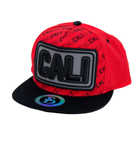 Snapback Cap - Cali Block Letters, Red w/Black Bill