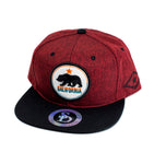 Snapback Cap - California Round Patch, Red Twill w/Black Bill