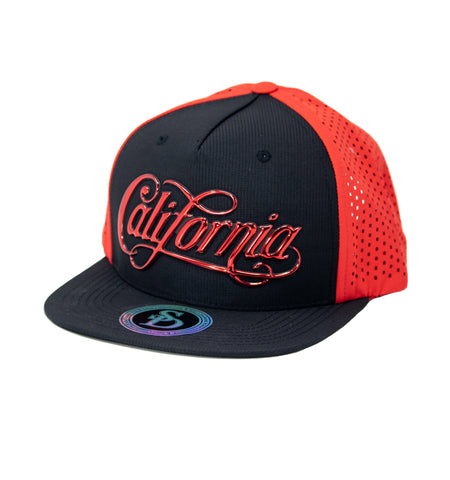 Snapback Cap Red California, Red w/Black Bill