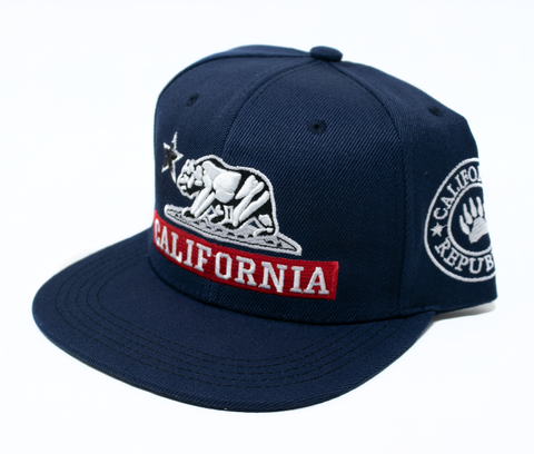 Snapback Cap - California Red Banner, Navy