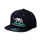 Snapback Cap California Republic Silver Bear Red Star, Black