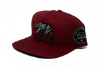 Snapback Cap -  Large Cali Bear Red Star, Burgundy