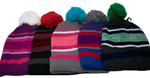 Beanie w/Pom - Kids Marled Stripes, Asst'd Colors