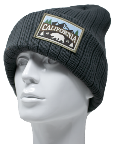 Beanie - California Patch Dark Grey