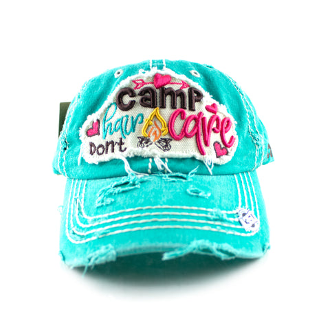 Dad Cap - Camp Hair Don't Care, Turquoise