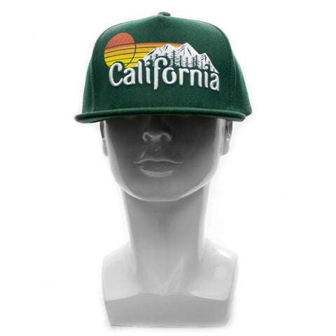 Snapback Cap - California Sun Mountains, Dark Green