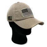 Micro Mesh USA Flag Baseball Cap - O/S (adjustable), Khaki