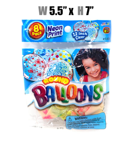 Toys $1.99 - Neon Print Round Balloons, 8 Pk