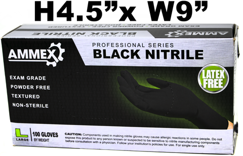 Ammex Black Nitrile Professional Series Gloves LG - 100 ct. **ALL SALES FINAL**