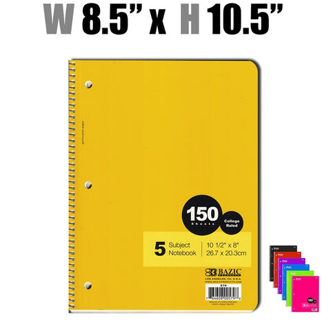 Stationery - 5 Subject Notebook - 150 ct.