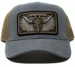 Baseball Cap Western Patch Bull, Grey