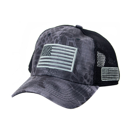 Baseball Cap - Trucker, US Flag, Black