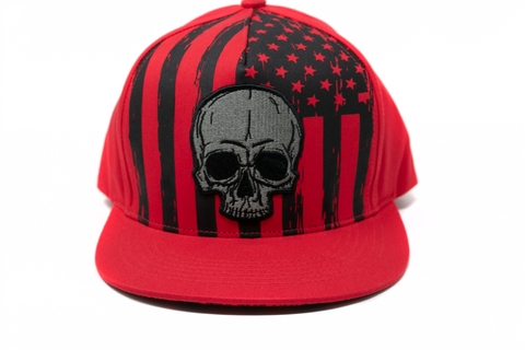 Snapback Cap Skull Flag, Red