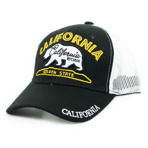 Baseball Cap - California Golden State Trucker, Black