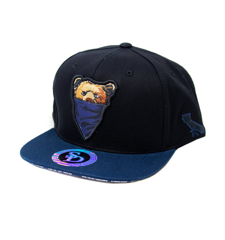 Snapback Cap Bandana Bear, Black w/Navy Bill