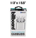 #BB1834 Billboard True Wireless Earbuds w/Built-In Microphone & Charging Case - White