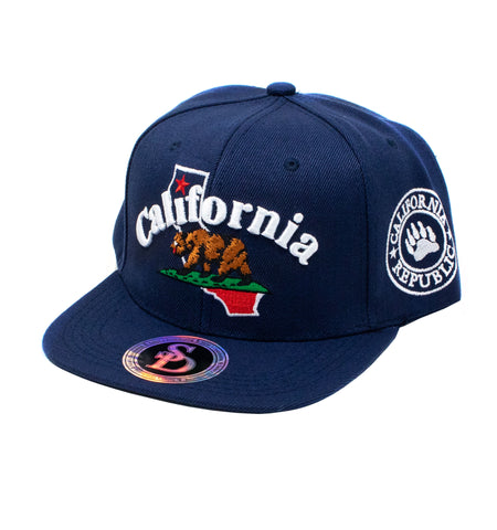 Snapback Cap - California Bear, Navy