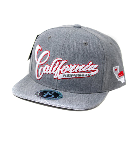 Snapback Cap California Republic, Heather Grey