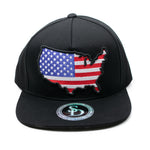 Snapback Red, White & Blue USA Map, Black