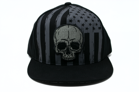 Snapback Cap Skull Flag, Black