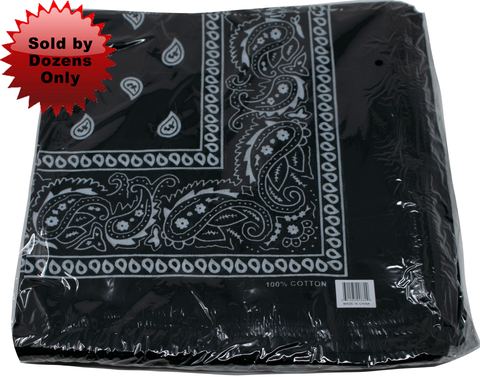 Bandana - 12 Pack Black Bandanas