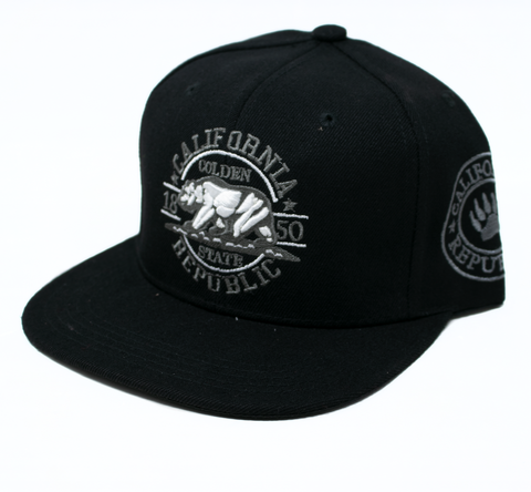 Snapback Cap - California Republic Golden State, Black