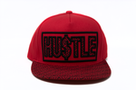 Snapback Cap -  Hustle w/Maze Print Brim, Red