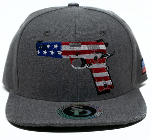 Snapback Cap Red, White & Blue 1911, Heather Grey