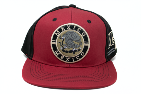 Snapback Cap - Mexican Coat of Arms Patch, Red