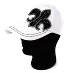 White Baseball Cap w/Fleur de Lis - O/S (adjustable)