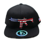 Snapback Cap Red, White & Blue AR-15, Black