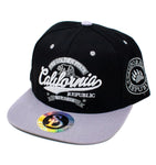 Snapback Cap - The Golden State California, Black w/Light Grey Brim