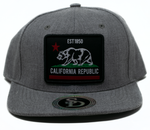 Snapback Cap Est. 1850 California Republic Patch, Heather Grey