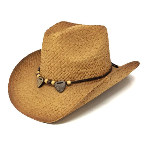 Tea Stained Guitar Pick Cowboy Hats - O/S