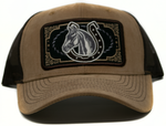 Baseball Cap Western Patch Horseshoe w/ Horse, Khaki