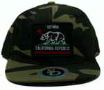 Snapback Cap Est. 1850 California Republic Patch, Camo