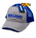 Bud Light Mesh Baseball Cap (Adjustable) Royal Blue and Grey